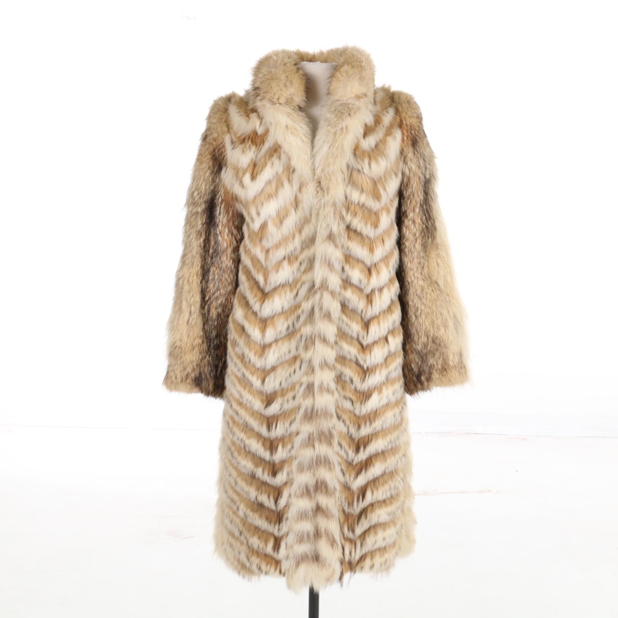 Chevron Pattern Fox Fur Coat, Vintage