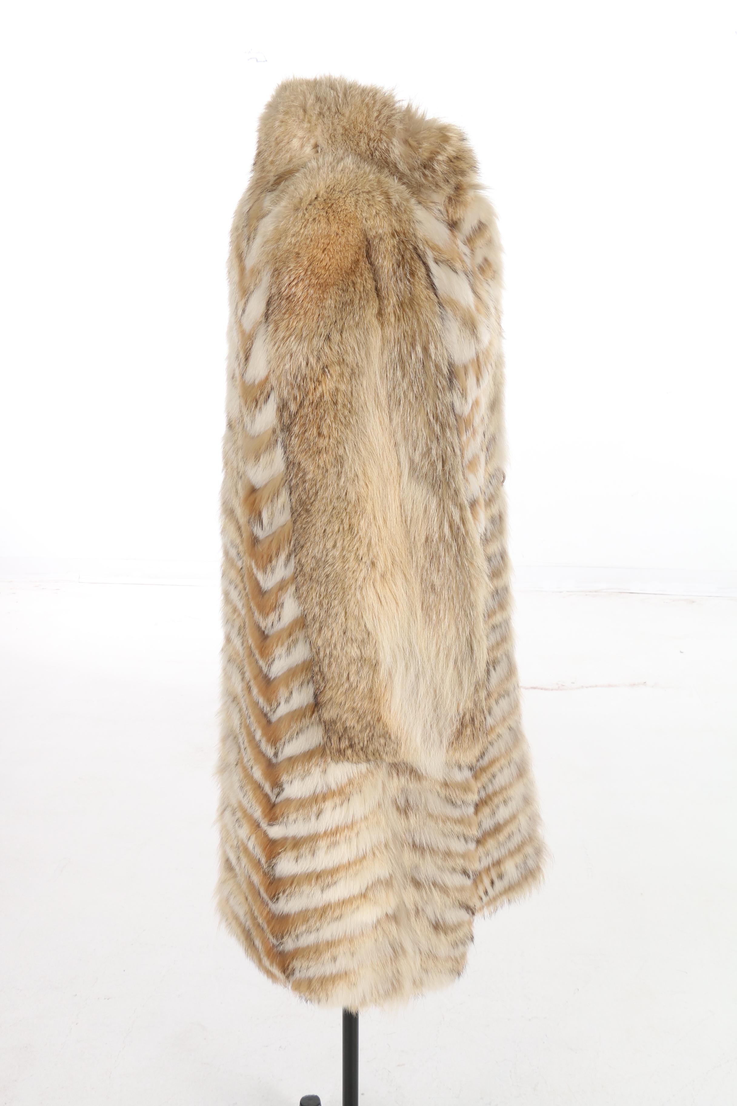 Chevron Pattern Fox Fur Coat, Vintage