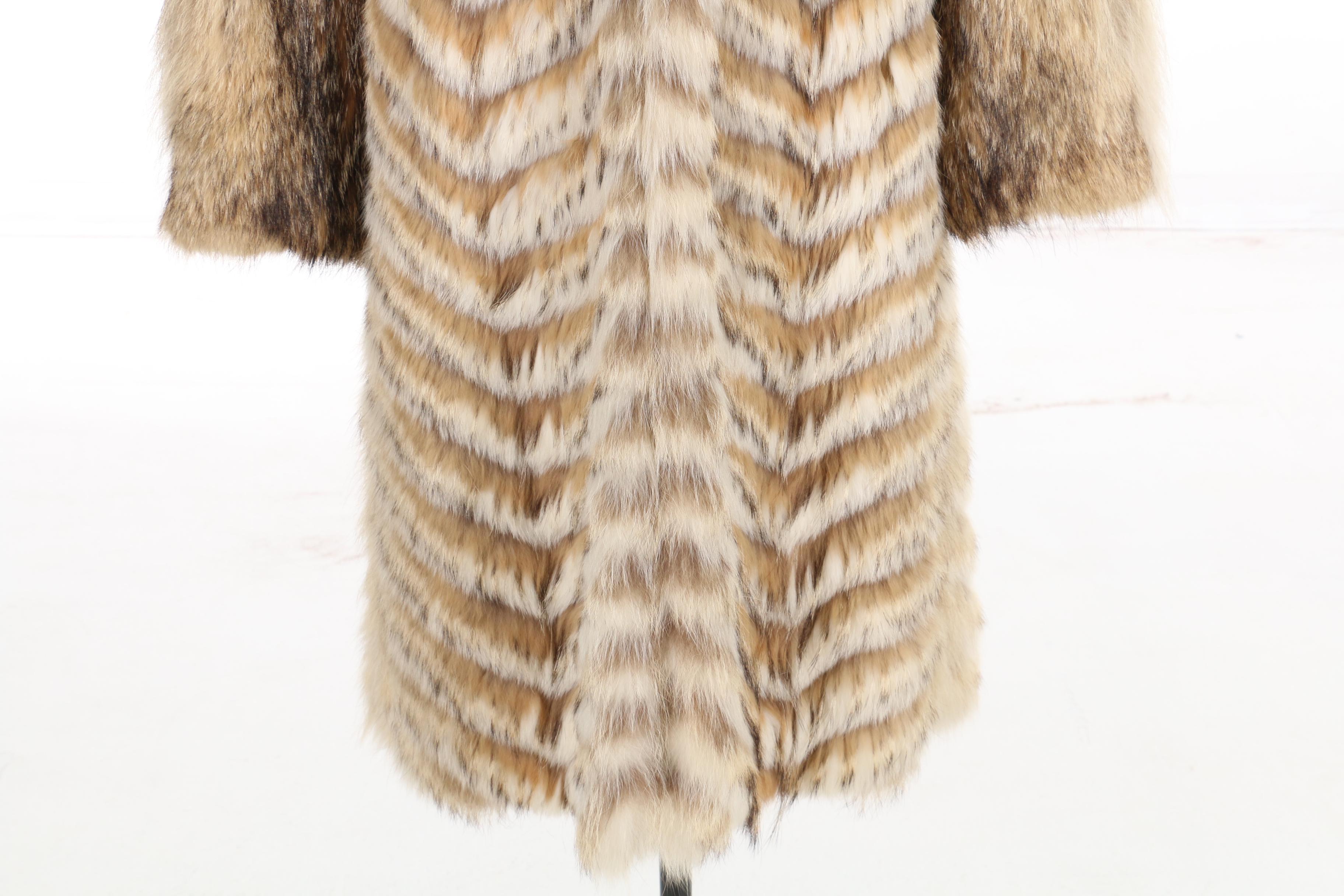 Chevron Pattern Fox Fur Coat, Vintage