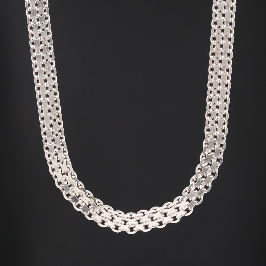 Sterling Silver Bismark Chain Necklace