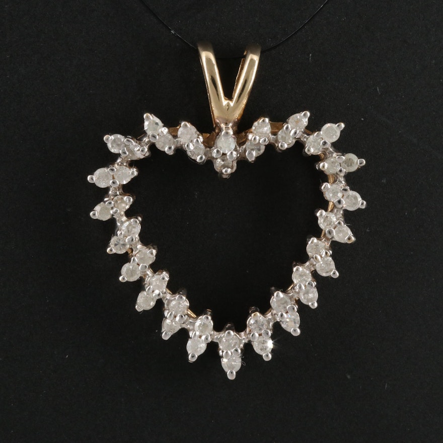 10K Diamond Heart Pendant