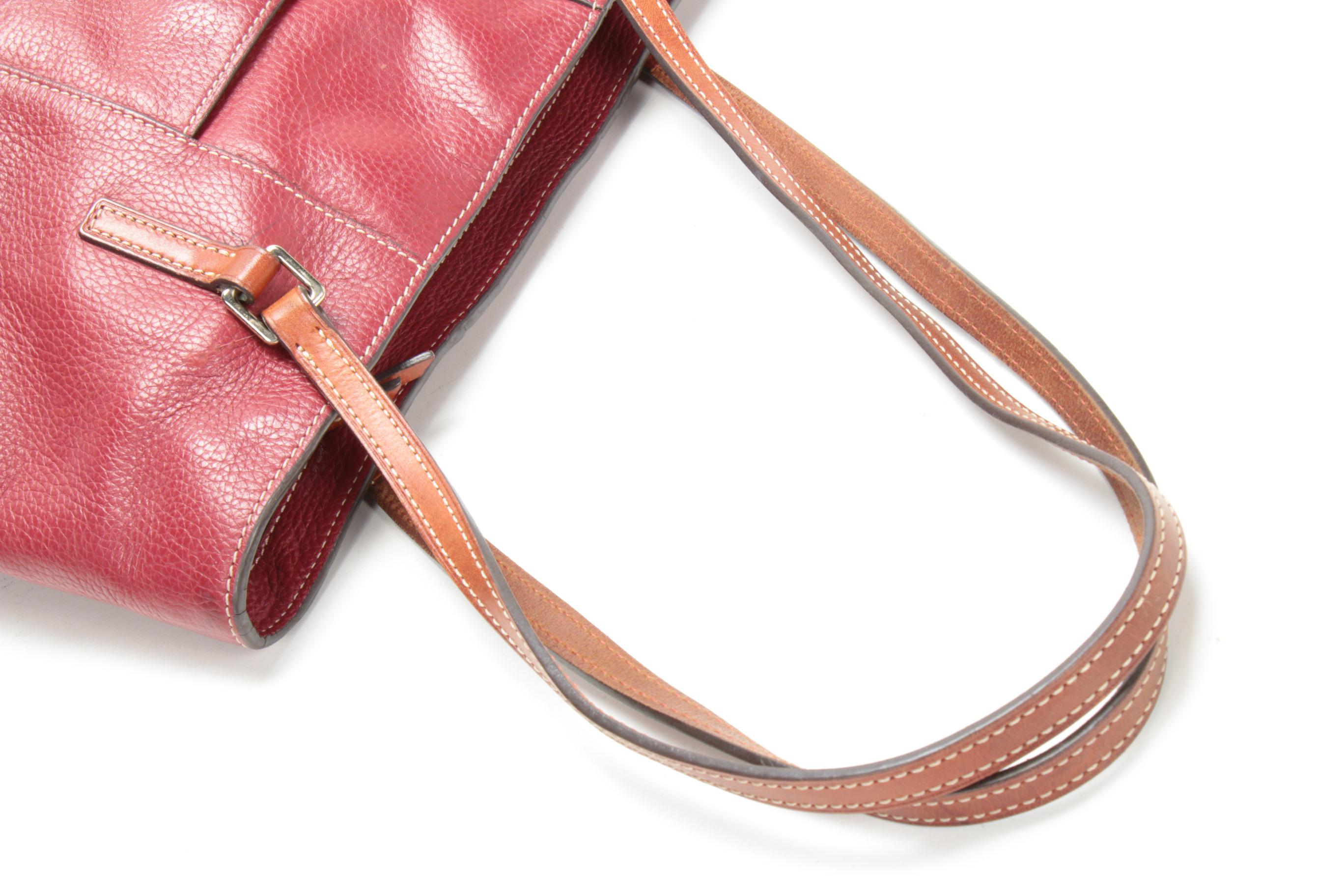 Dooney & Bourke Red Pebbled Leather Shoulder Bag