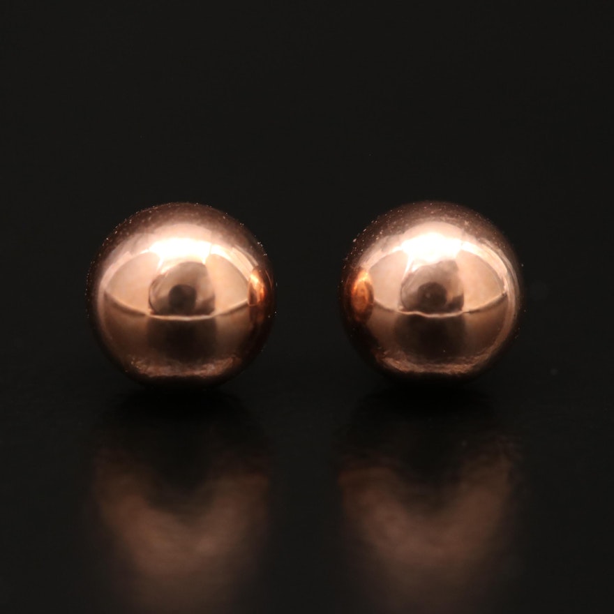 10K Rose Gold Sphere Stud Earrings