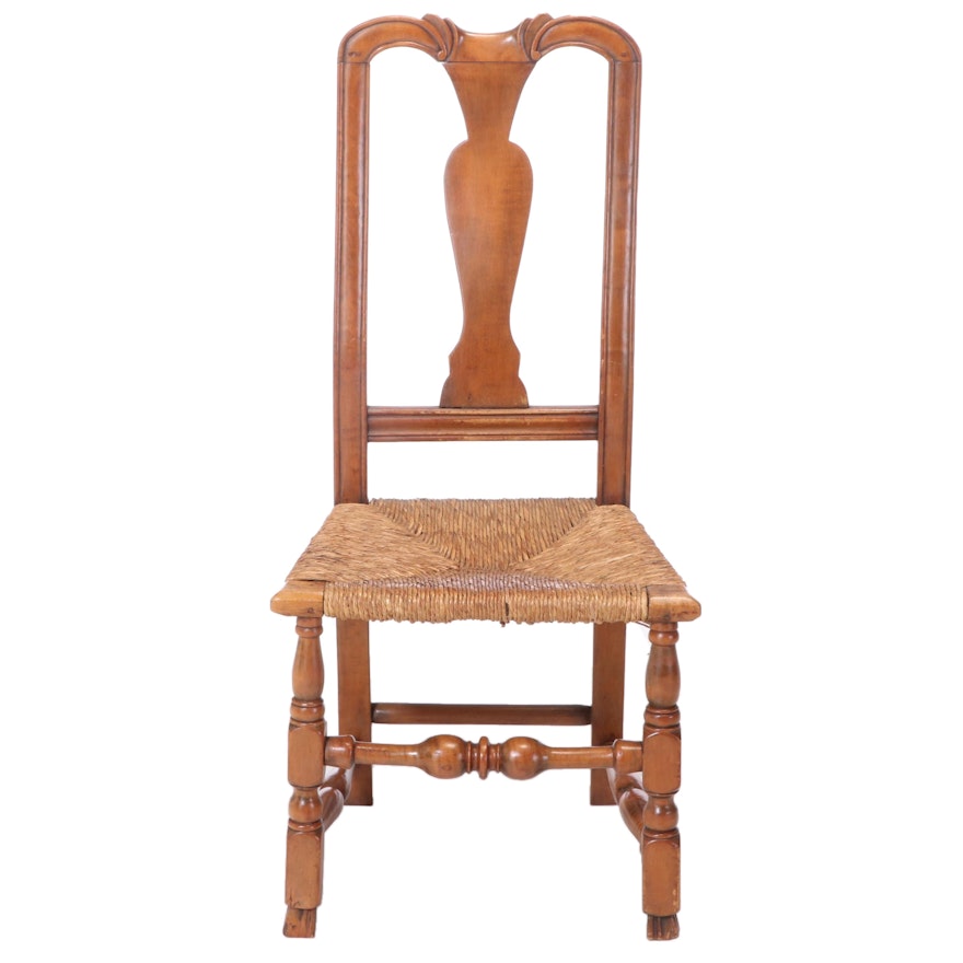 American Queen Anne Maple Country Side Chair, 18th Century