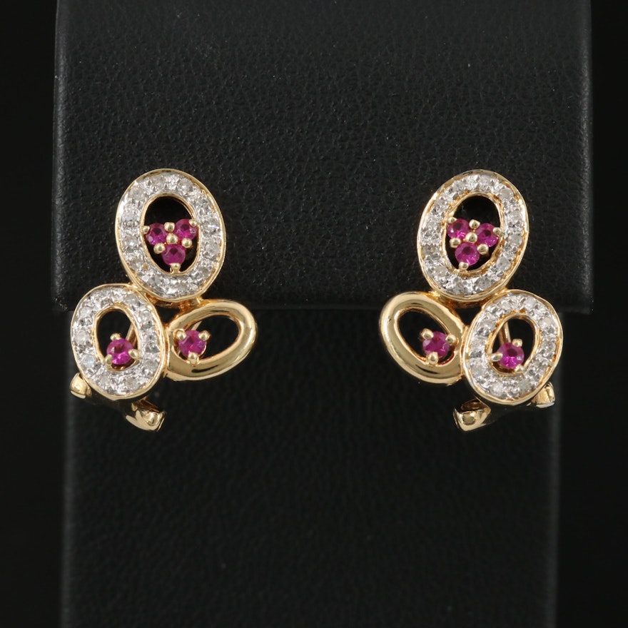 14K Ruby and Diamond Earrings