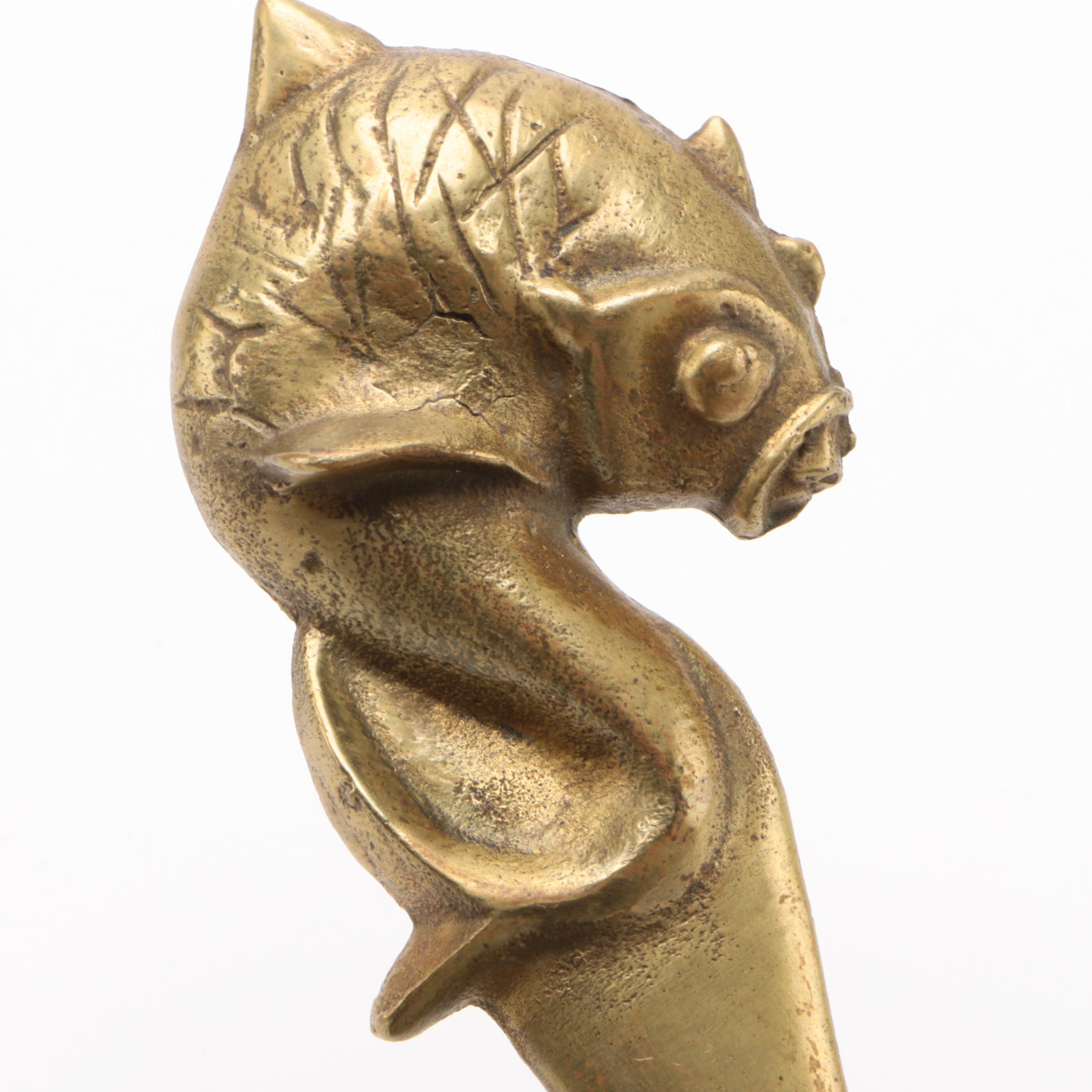 Brass Jumping Fish Letter Opener, Early to Mid 20th Century