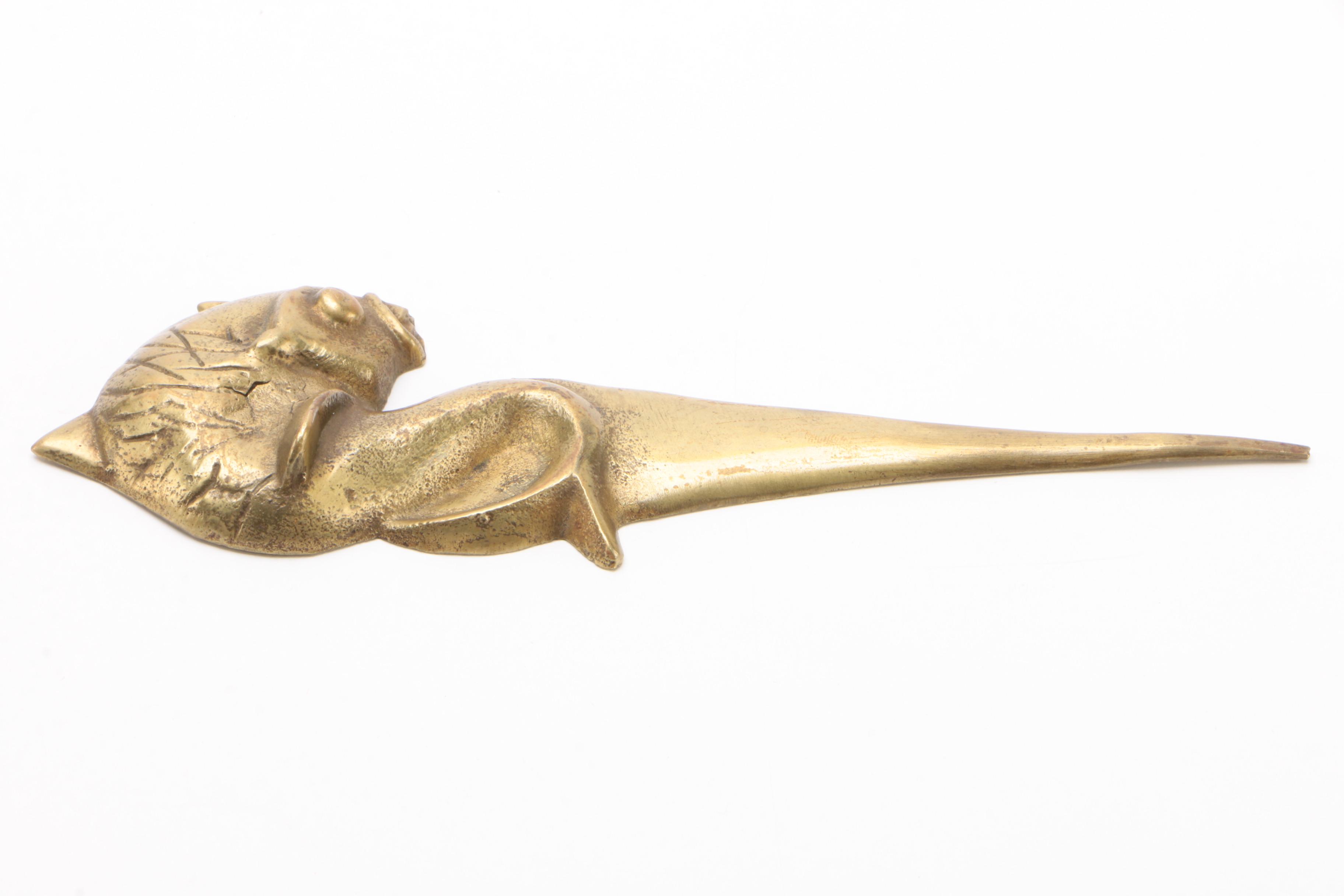 Brass Jumping Fish Letter Opener, Early to Mid 20th Century