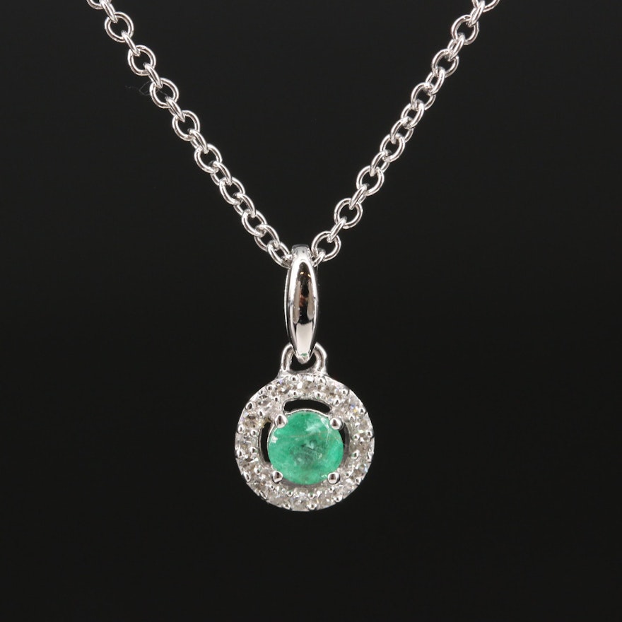 10K Emerald and Diamond Necklace