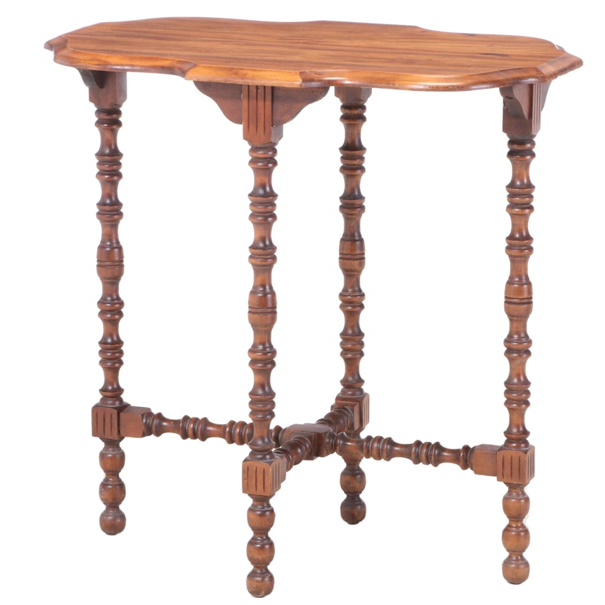 Spool-Turned and Stained Hardwood Side Table, circa 1930