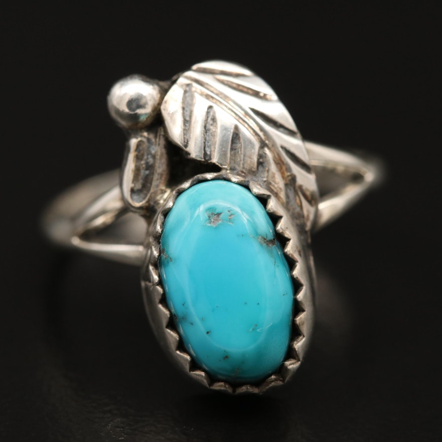 Sterling Silver Turquoise Feather Ring