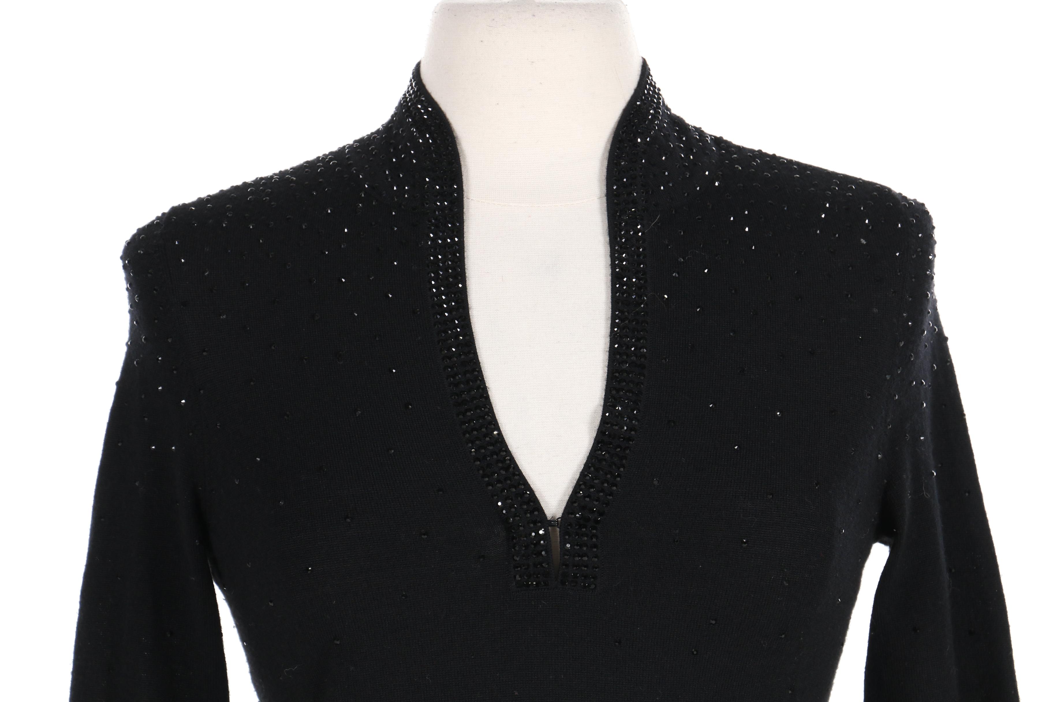 Tory Burch Rhinestone Embellished Sweater in Black Wool