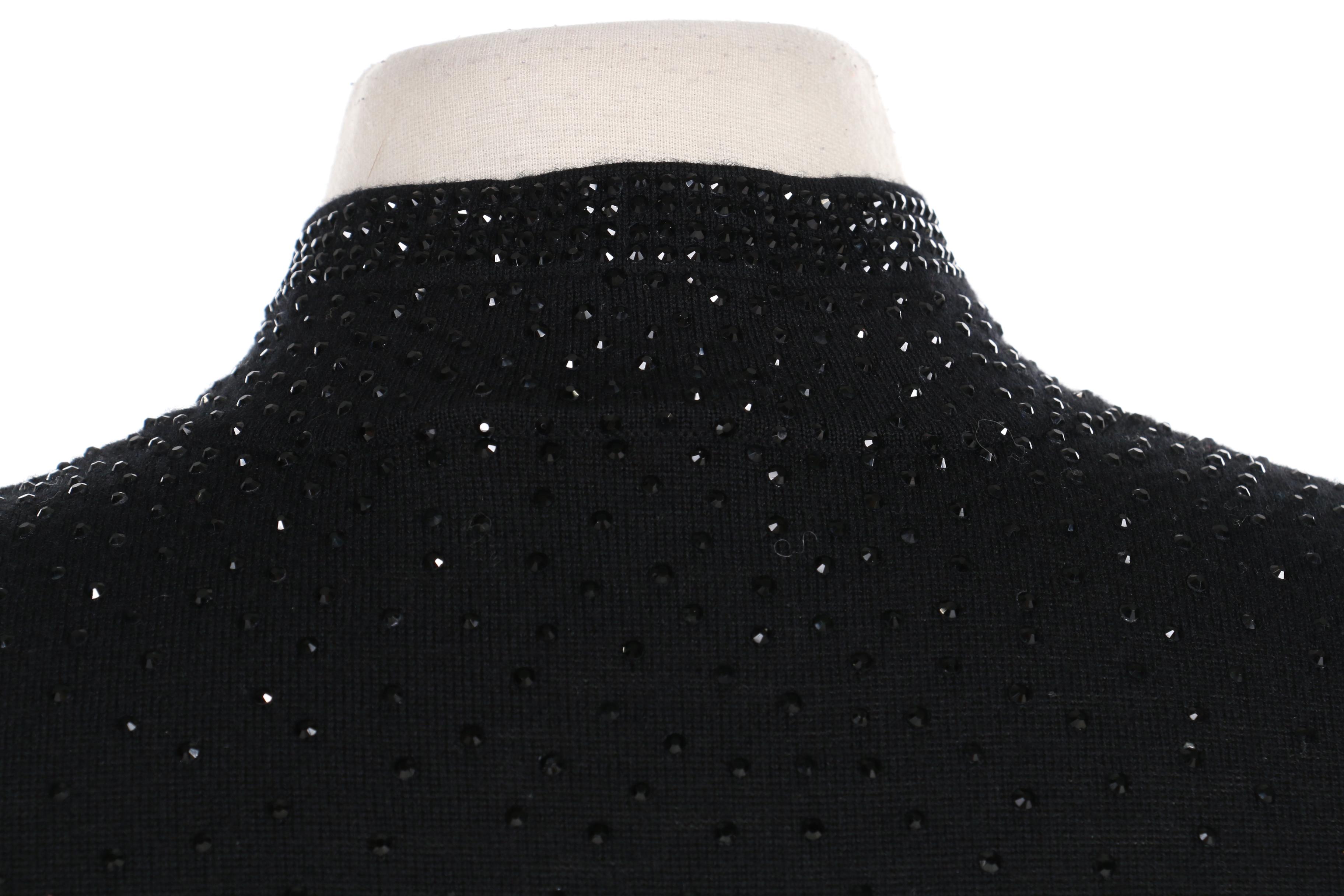 Tory Burch Rhinestone Embellished Sweater in Black Wool