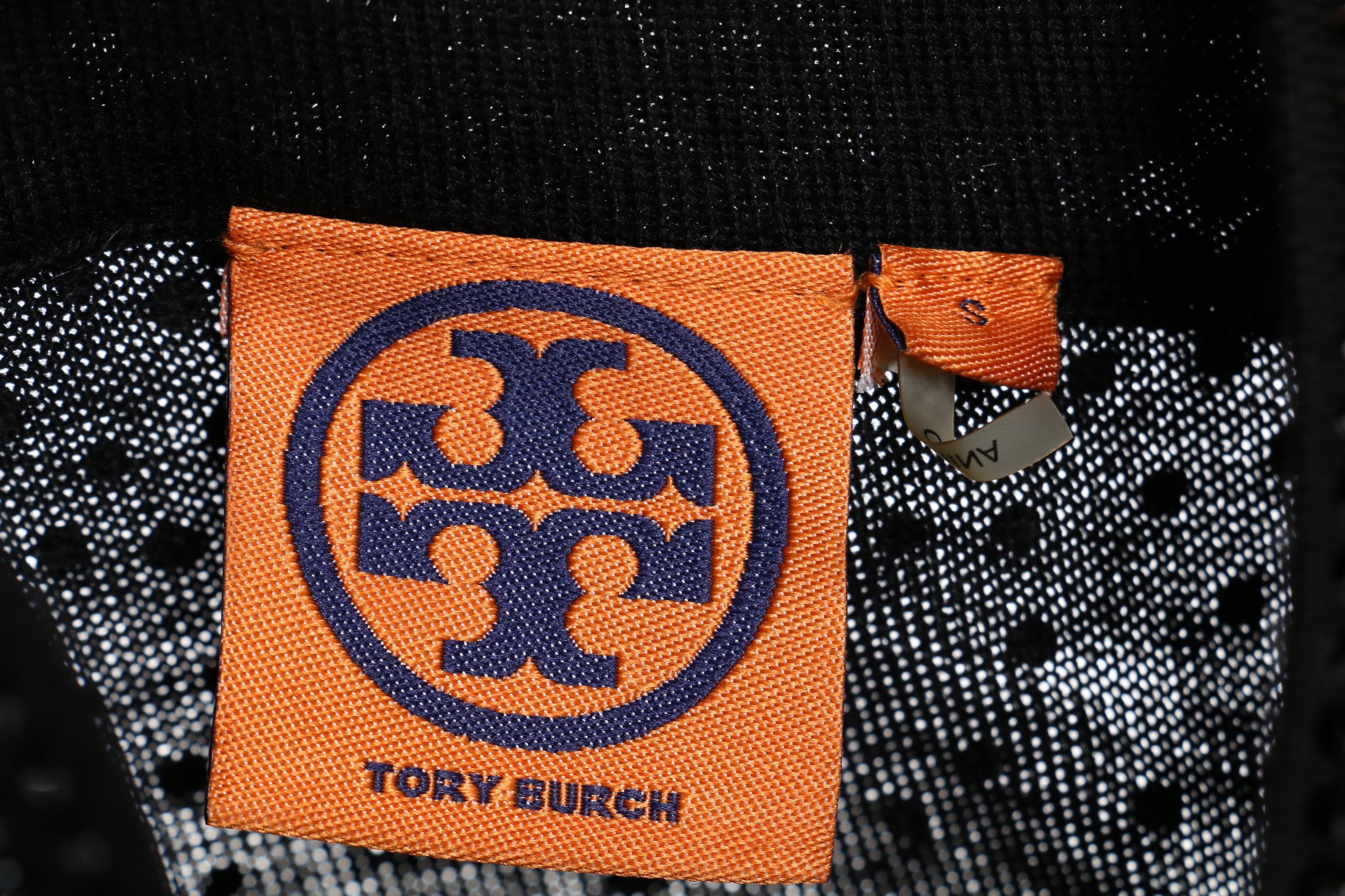 Tory Burch Rhinestone Embellished Sweater in Black Wool