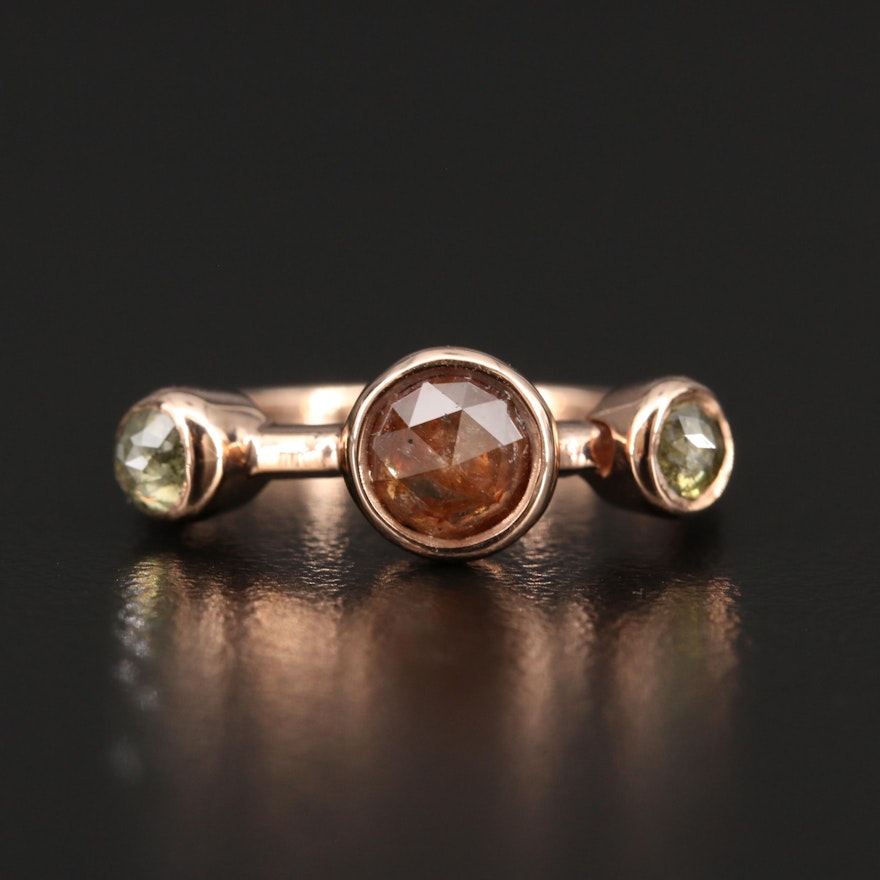 14K Rose Gold Bezel Set Diamond Minimalist Ring