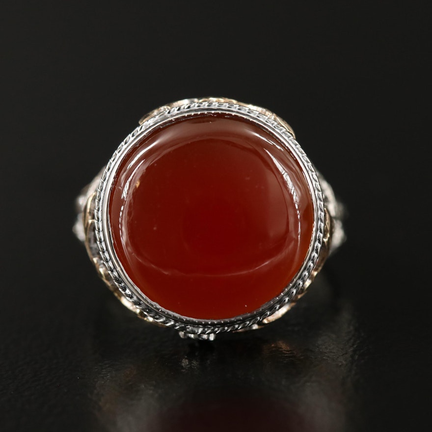 Vintage 14K Carnelian Openwork Ring