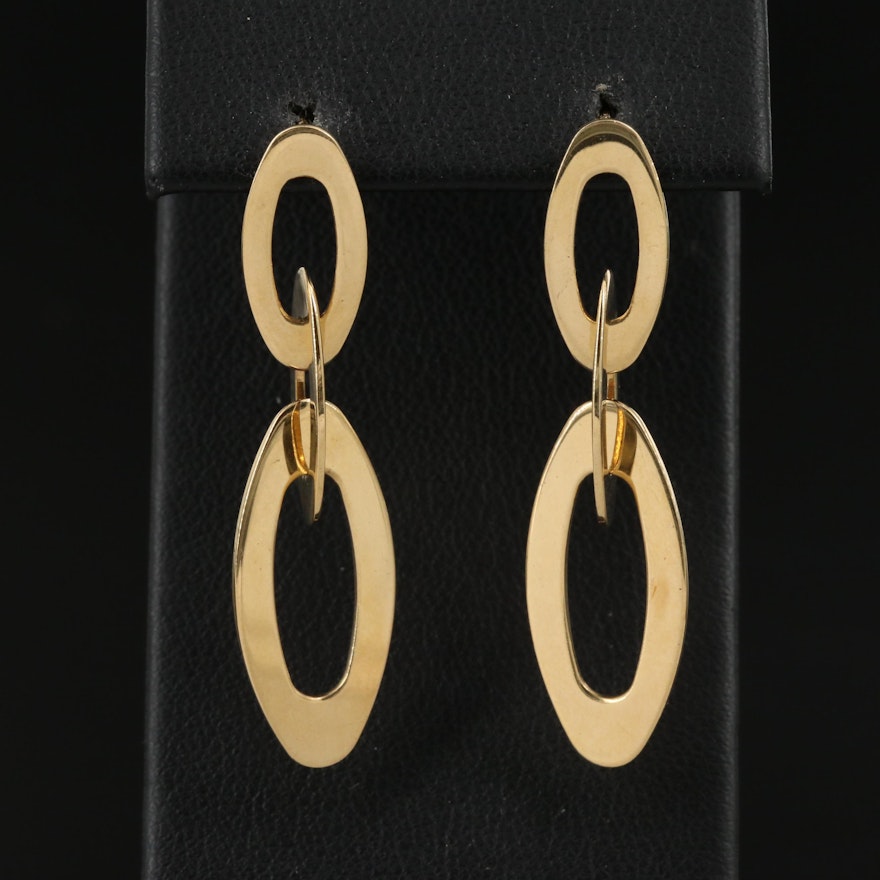 Roberto Coin "Chic and Shine" 18K Oval Dangle Earrings