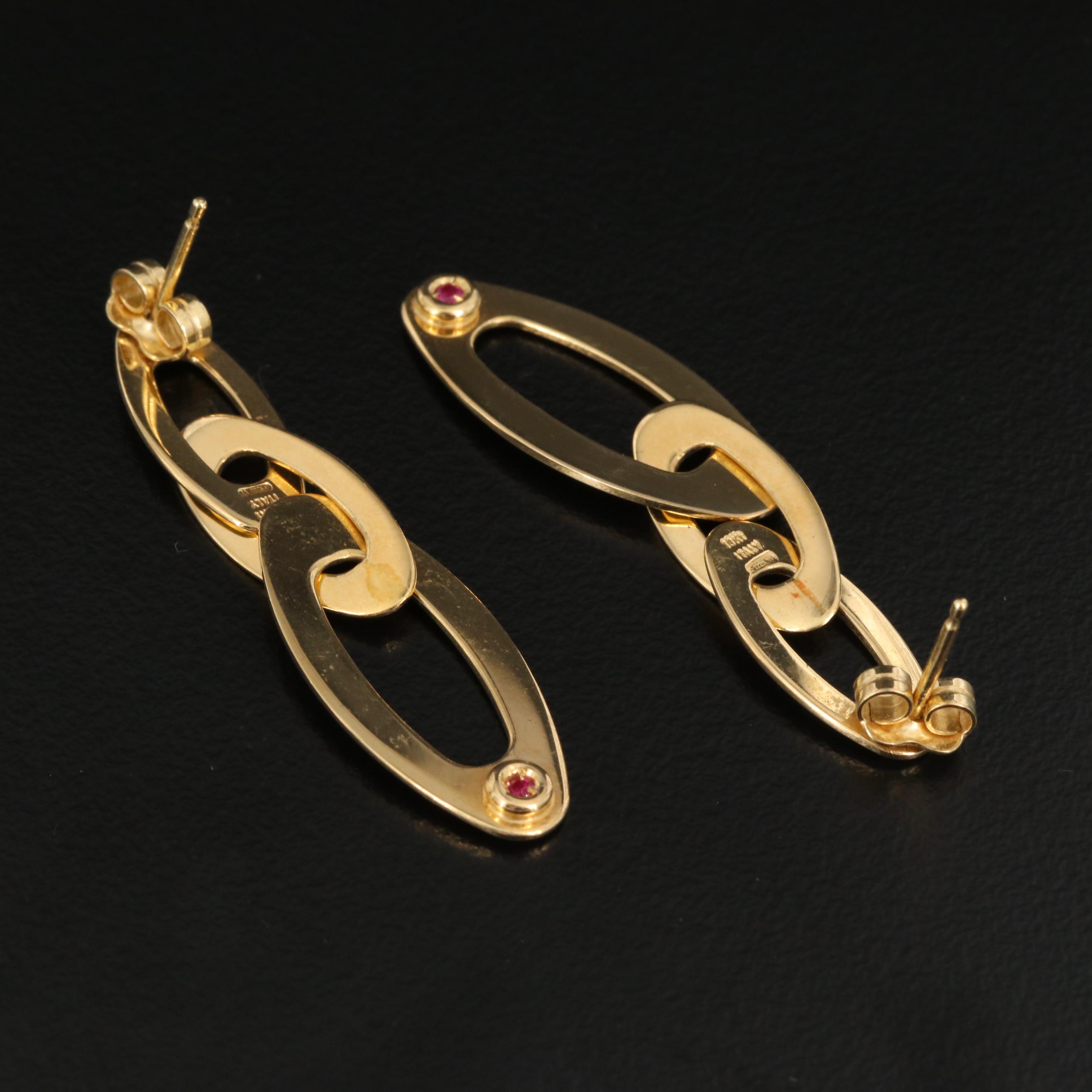 Roberto Coin "Chic and Shine" 18K Oval Dangle Earrings