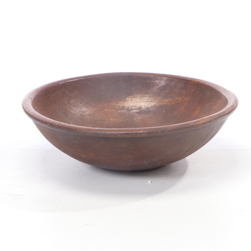 Hand-Carved Large Wooden Serving Bowl