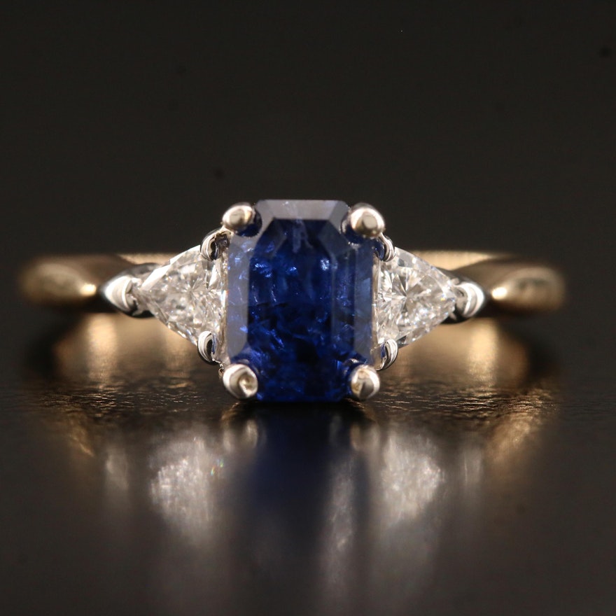 14K 1.29 CT Sapphire and Diamond Ring with GIA Report