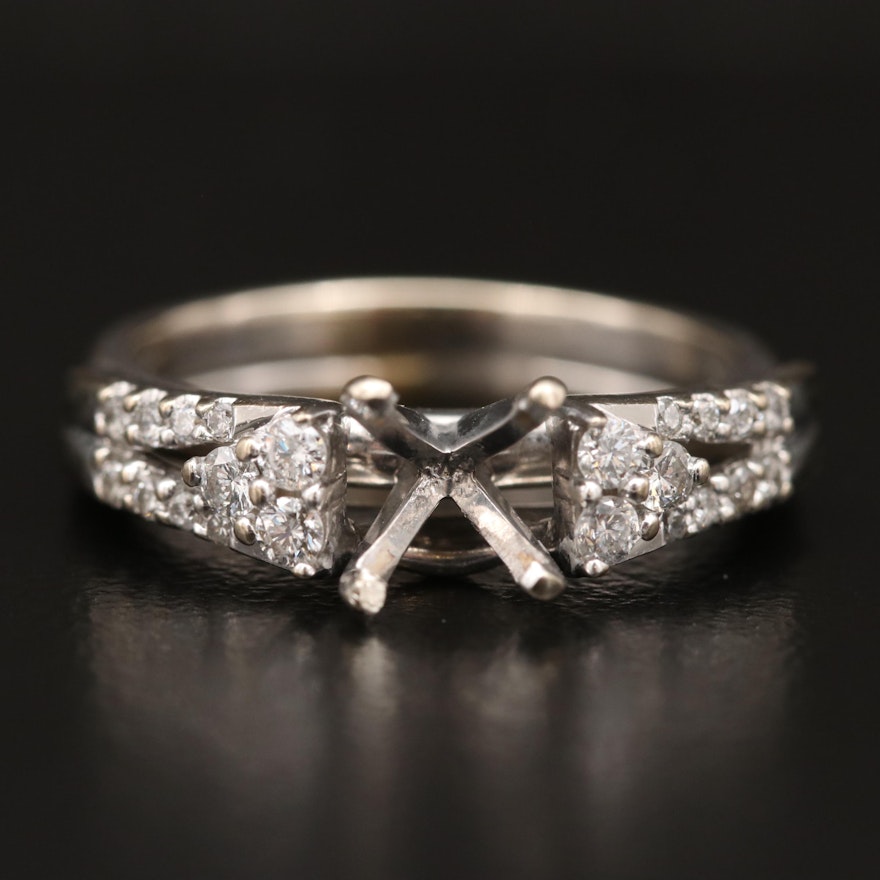 14K Semi-Mount Ring with Diamond Shoulders