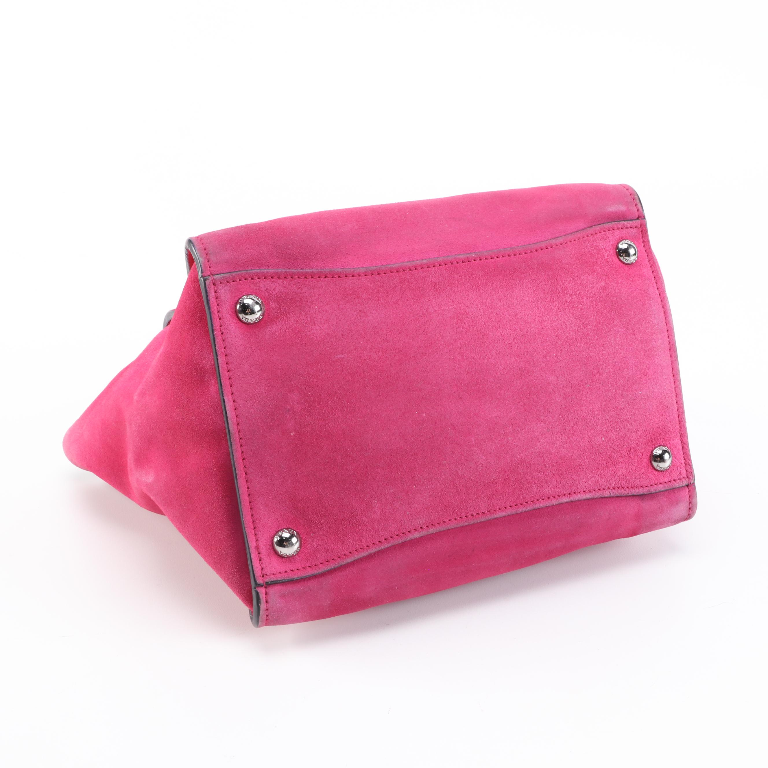 Prada Twin Pocket Double Handle Tote in Fuschia Suede