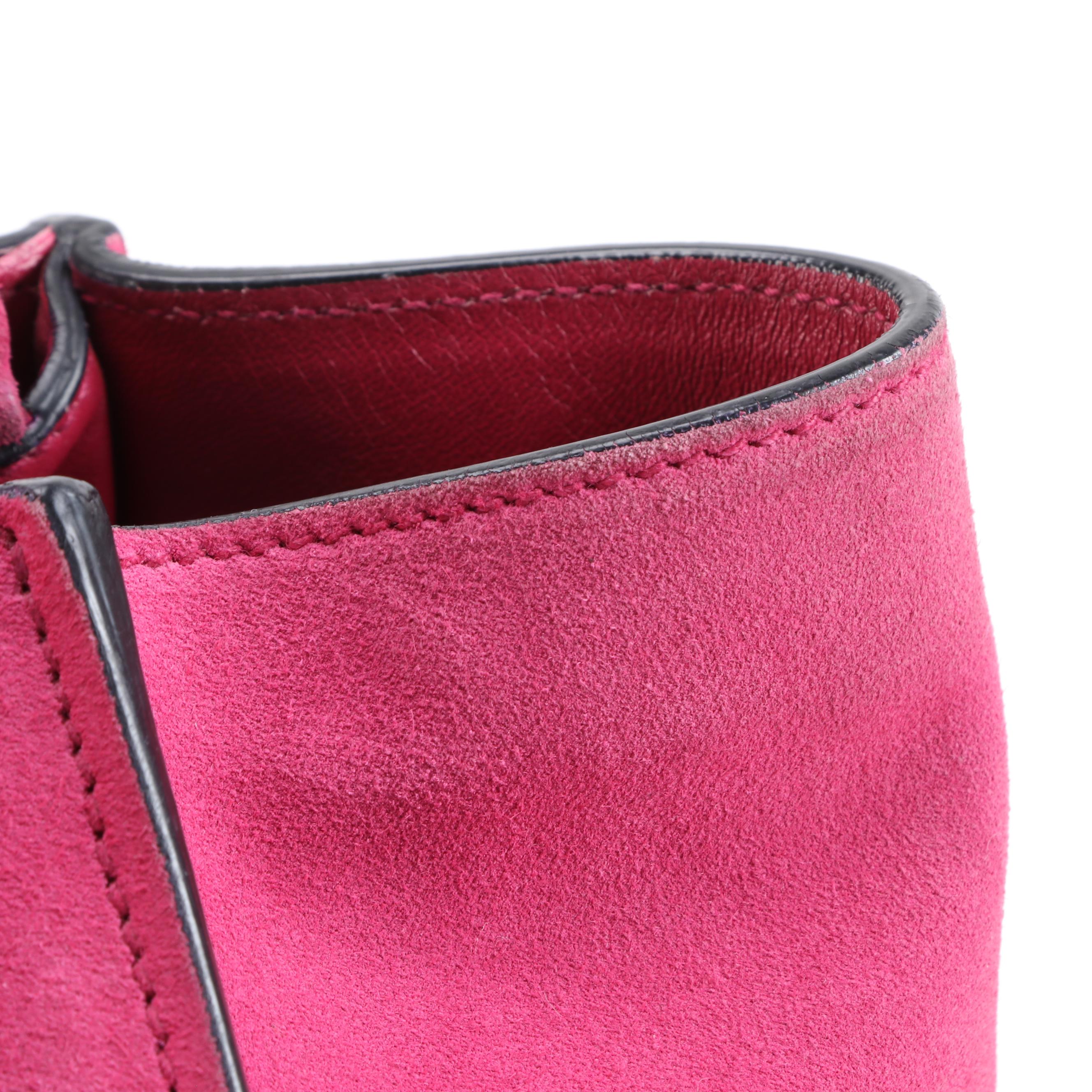 Prada Twin Pocket Double Handle Tote in Fuschia Suede