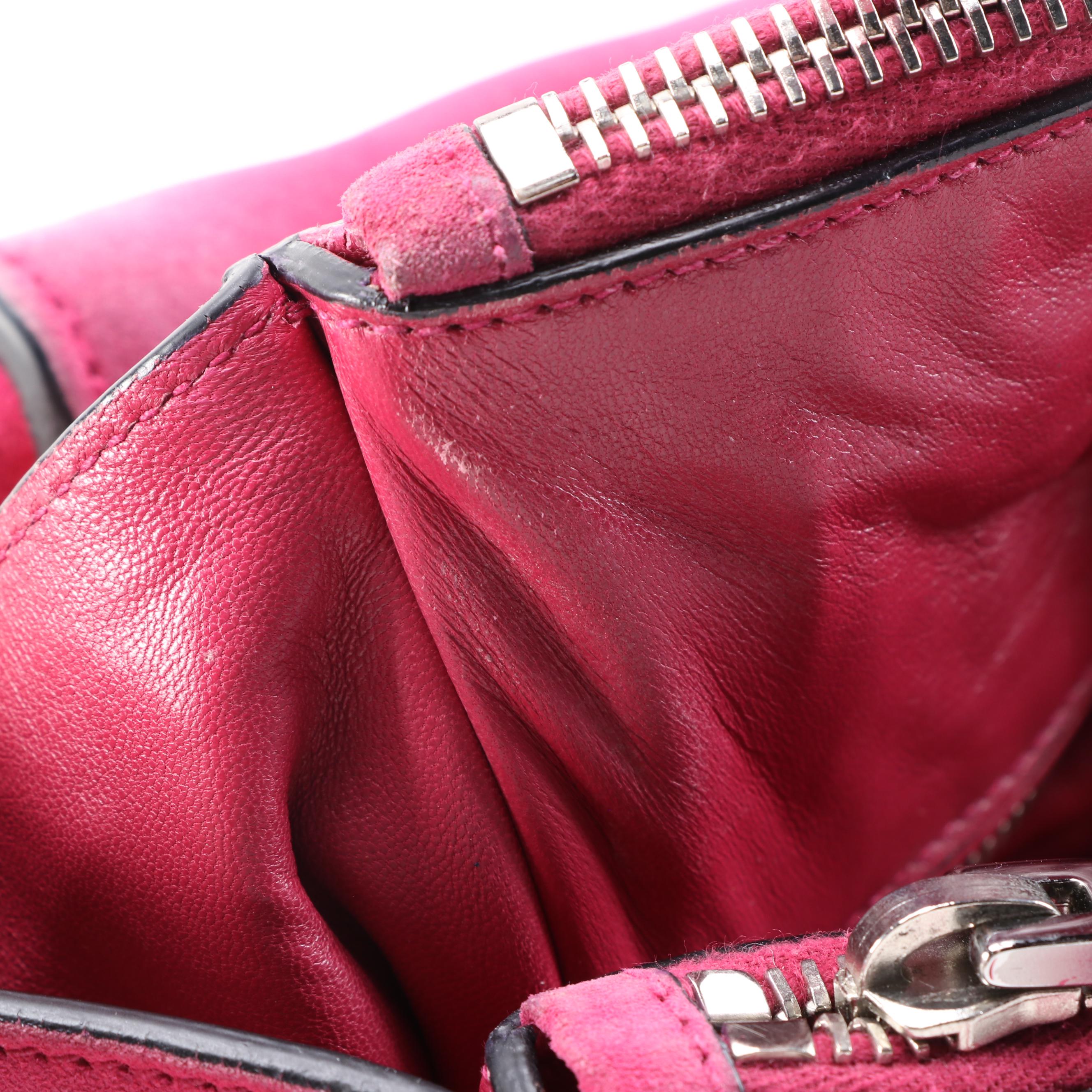 Prada Twin Pocket Double Handle Tote in Fuschia Suede