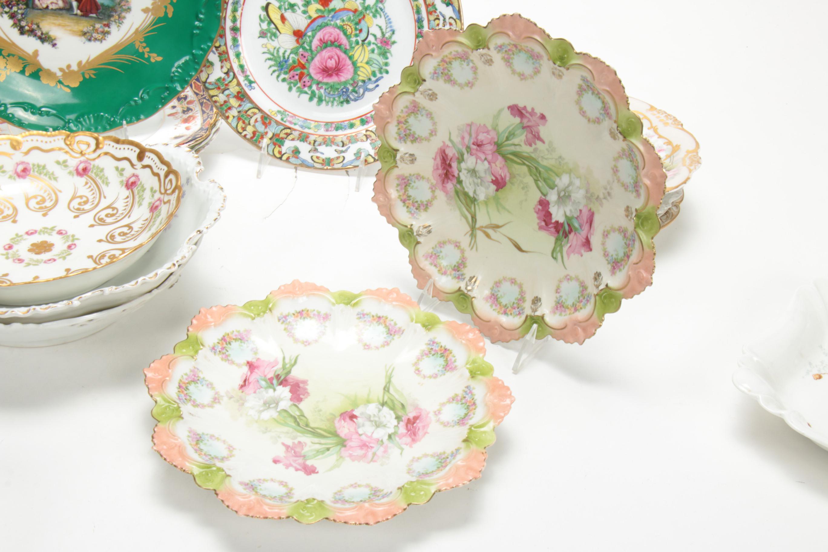European Porcelain and Bone China Plates and Serveware, Late 19th/Early 20th C.