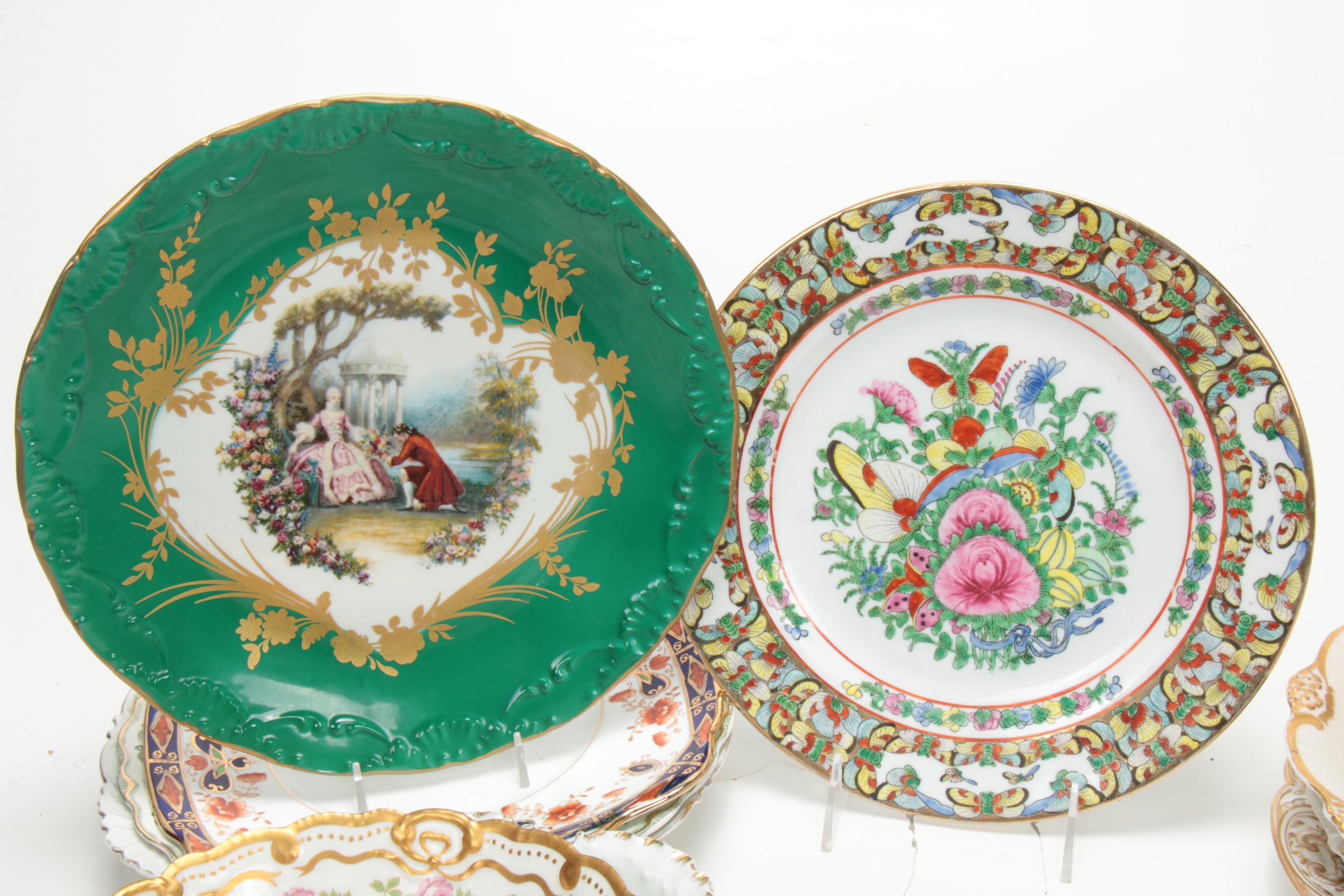 European Porcelain and Bone China Plates and Serveware, Late 19th/Early 20th C.