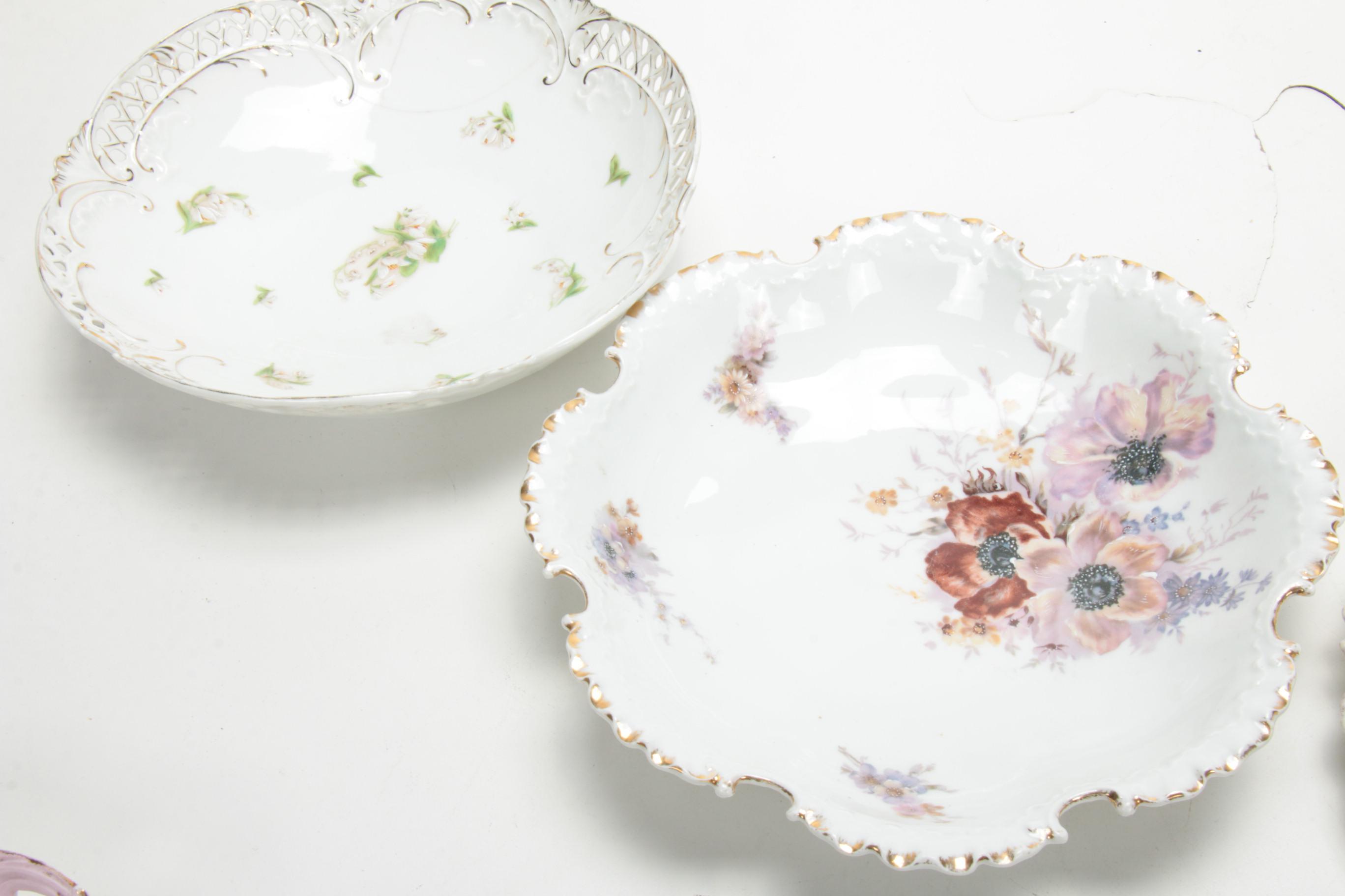 European Porcelain and Bone China Plates and Serveware, Late 19th/Early 20th C.