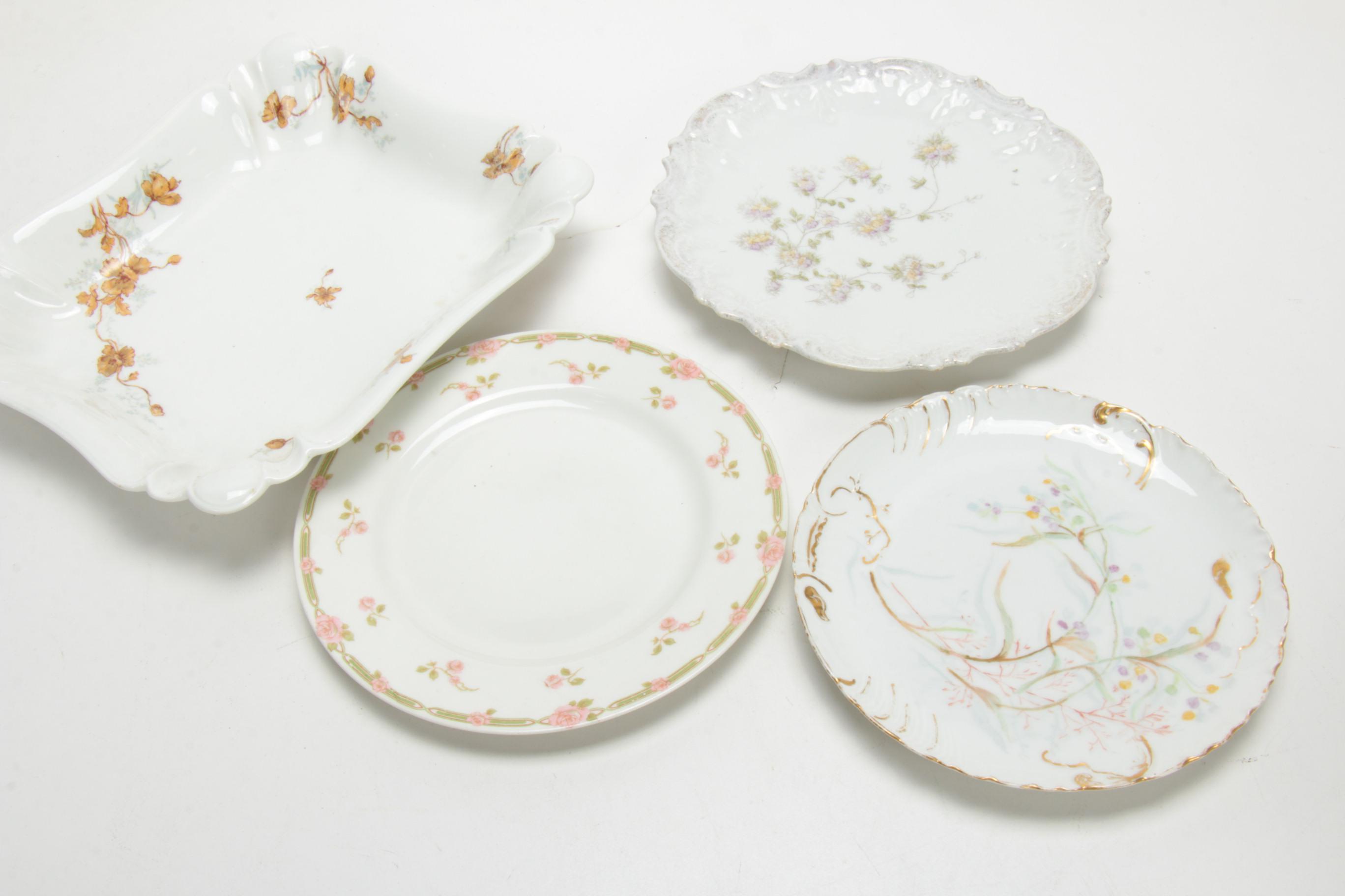 European Porcelain and Bone China Plates and Serveware, Late 19th/Early 20th C.