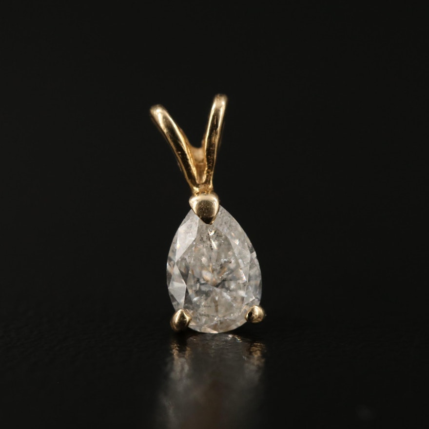 14K Pear Shaped Diamond Pendant