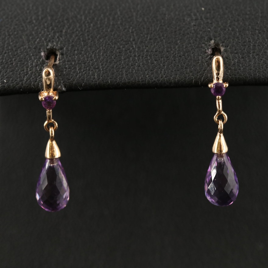 14K Amethyst Drop Earrings