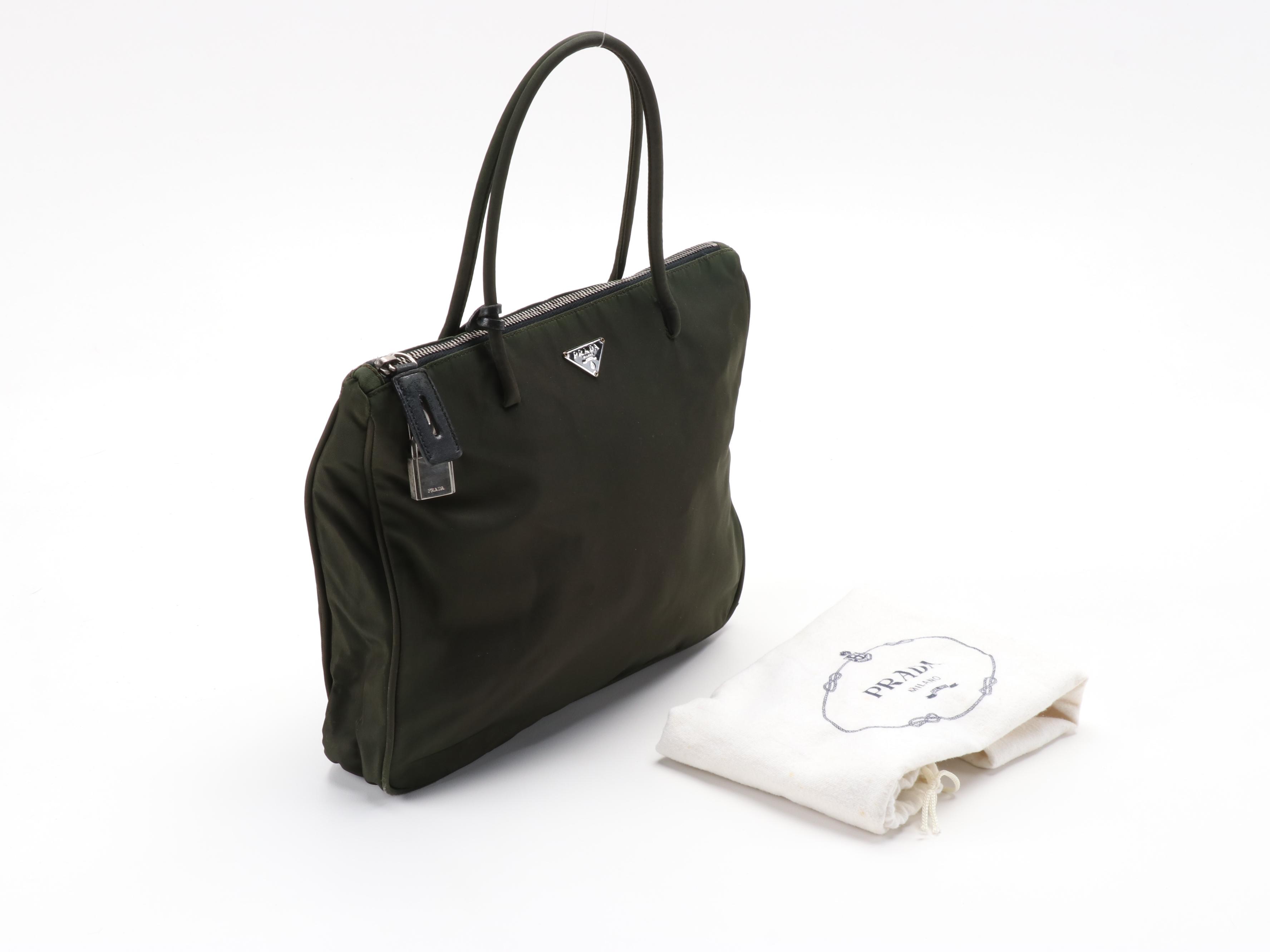 Prada Dark Green Tessuto Nylon Tote Bag