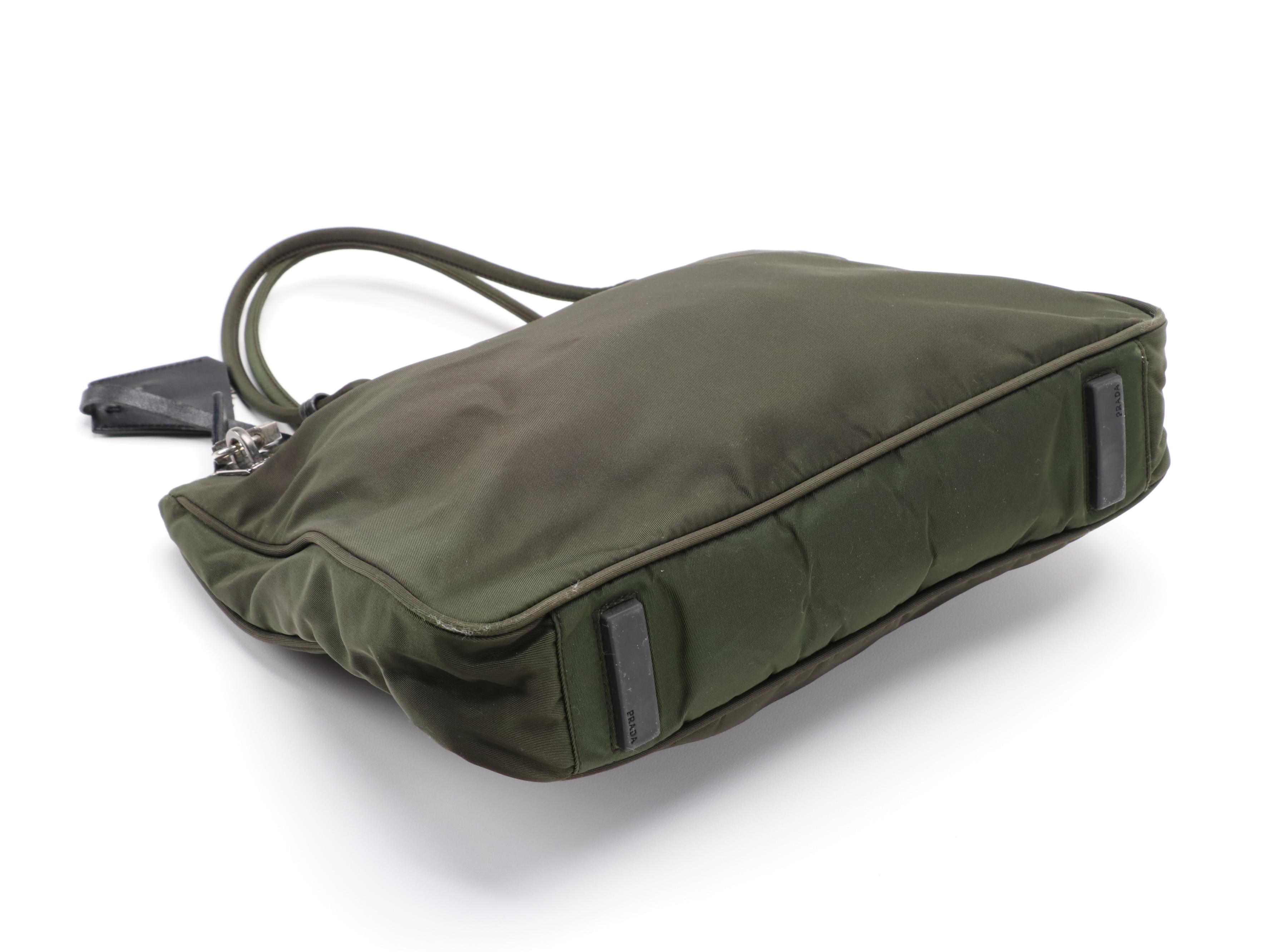 Prada Dark Green Tessuto Nylon Tote Bag