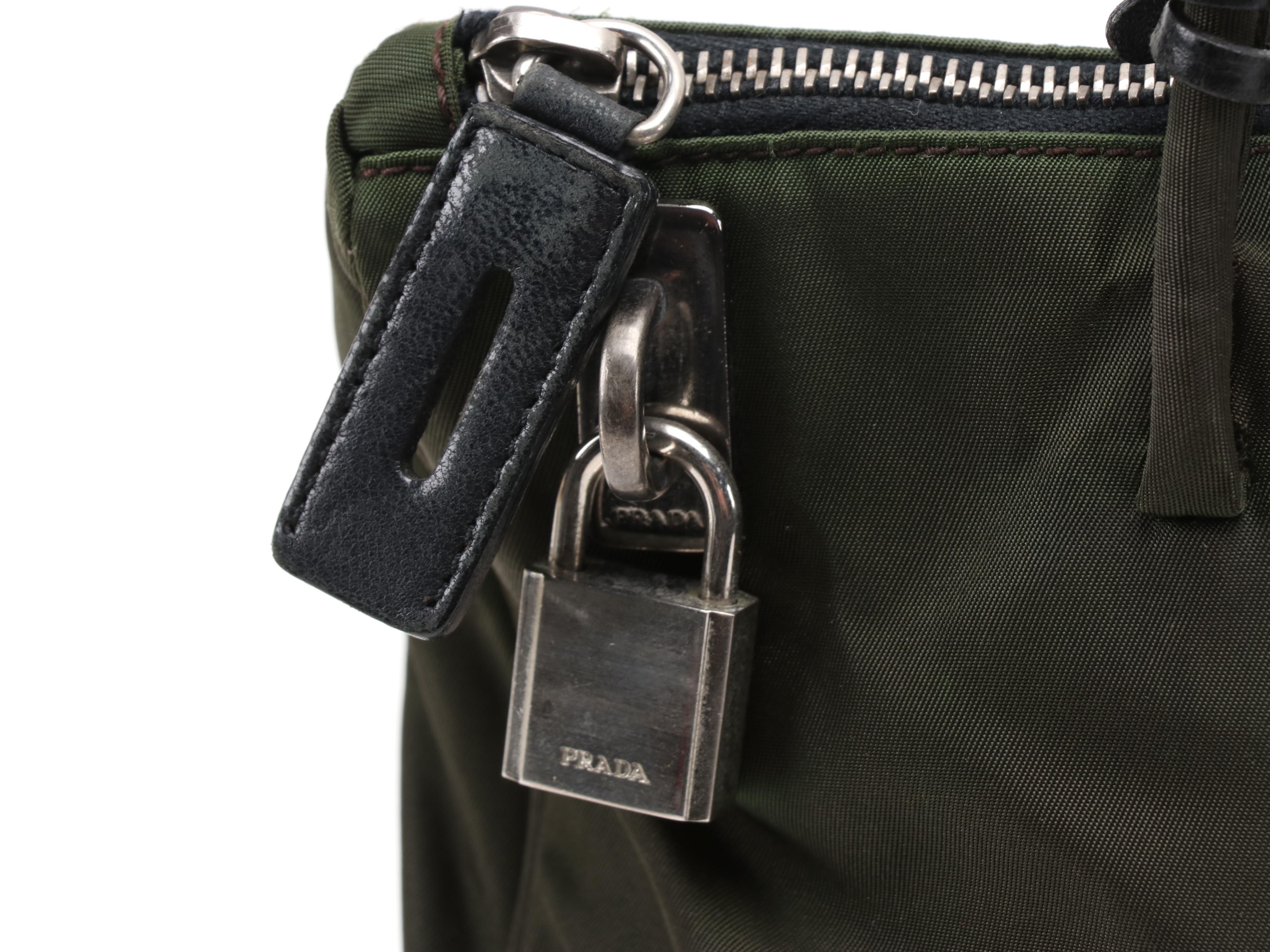 Prada Dark Green Tessuto Nylon Tote Bag