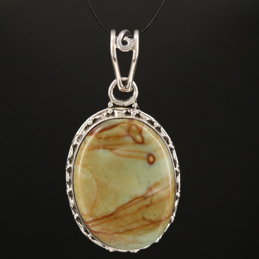 Sterling Silver Oval Jasper Pendant