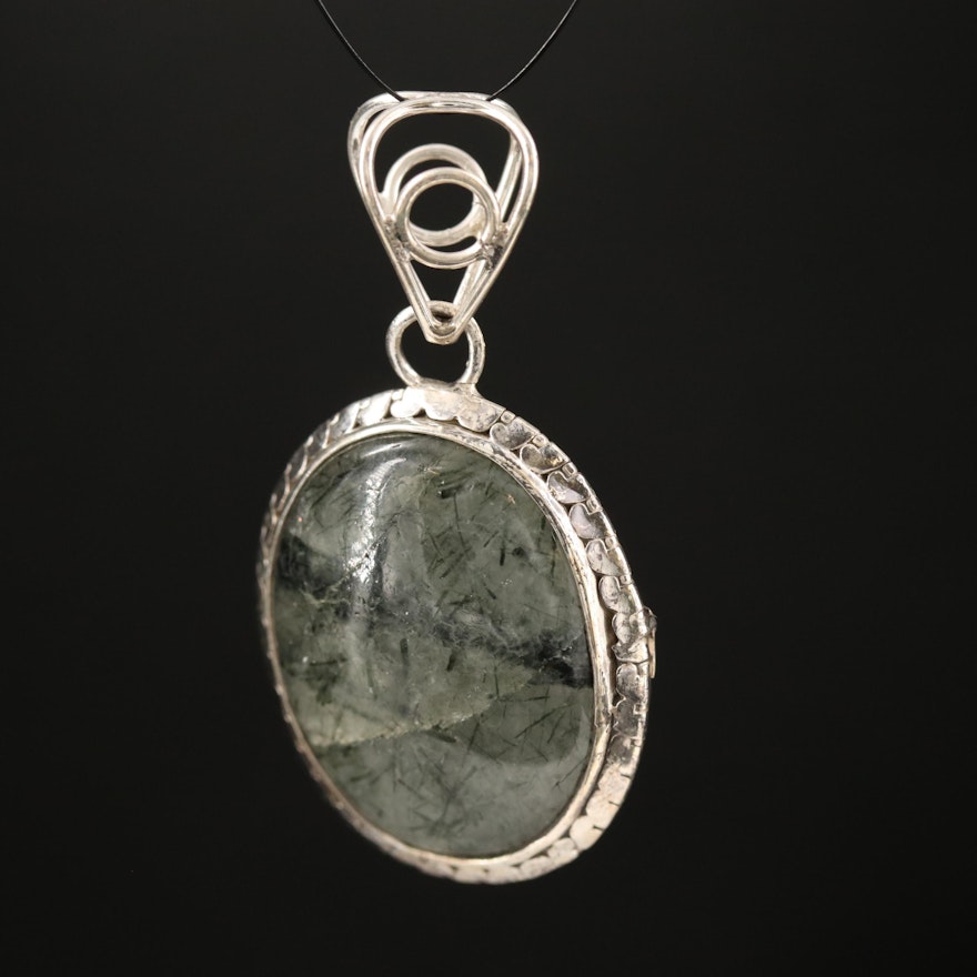 Sterling Silver Tourmaline Oval Pendant