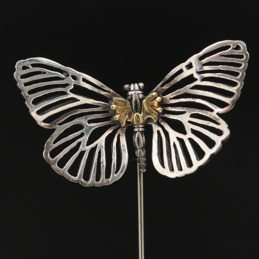 Caviar by Lagos Sterling Butterfly Stick Pin