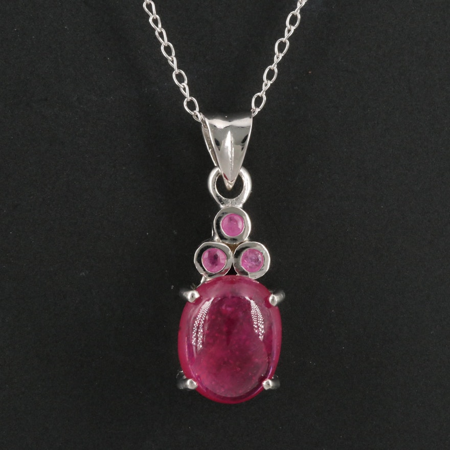 Sterling Silver Corundum and Ruby Necklace