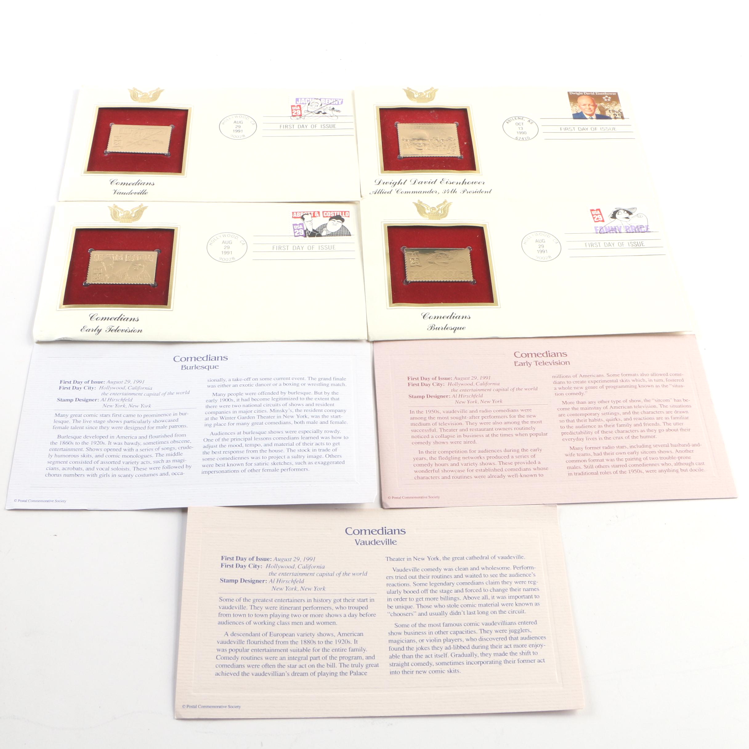 Gold Foil Commemorative Stamps and First Day Postal Covers, 1990 and 1991