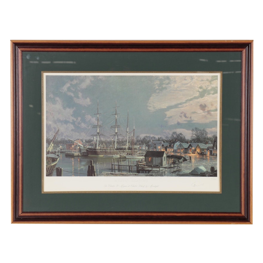 John Stobart Offset Lithograph "Mystic Seaport"