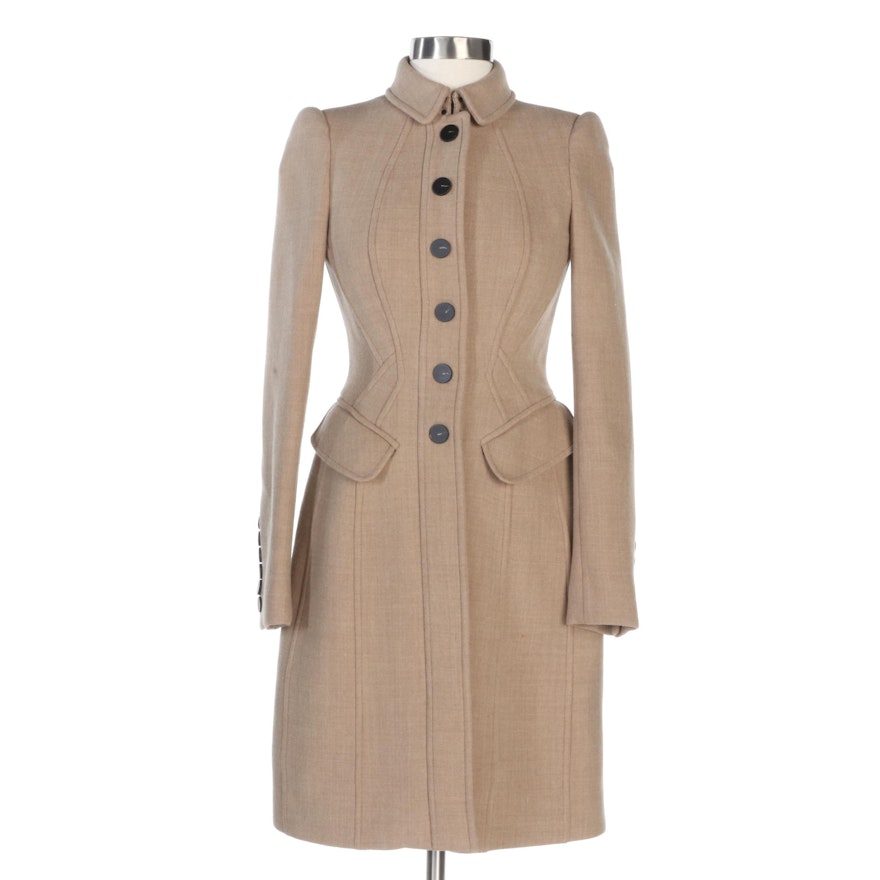 Burberry Porsum Crepe Wool Tailored Button-Front Coat