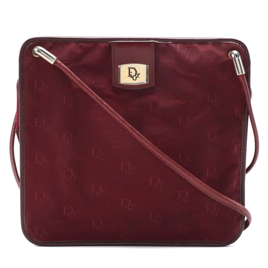 Christian Dior Burgundy Dior Canvas and Leather Trimmed Crossbody Bag, Vintage