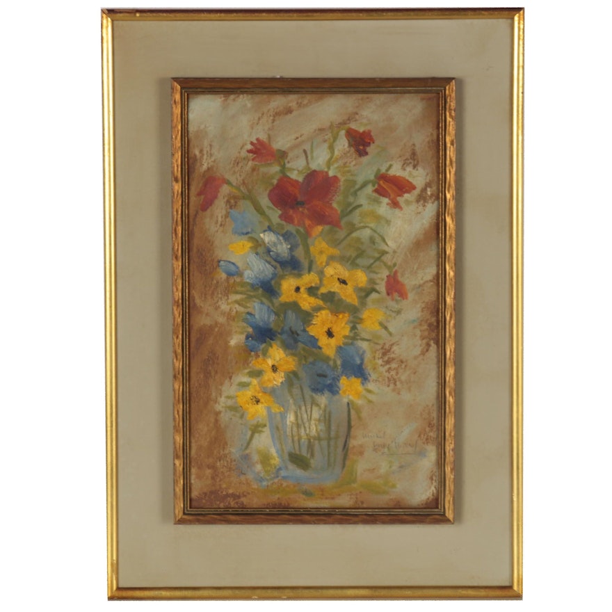 Michel Georges-Michel Floral Still Life Oil Painting, circa 1940