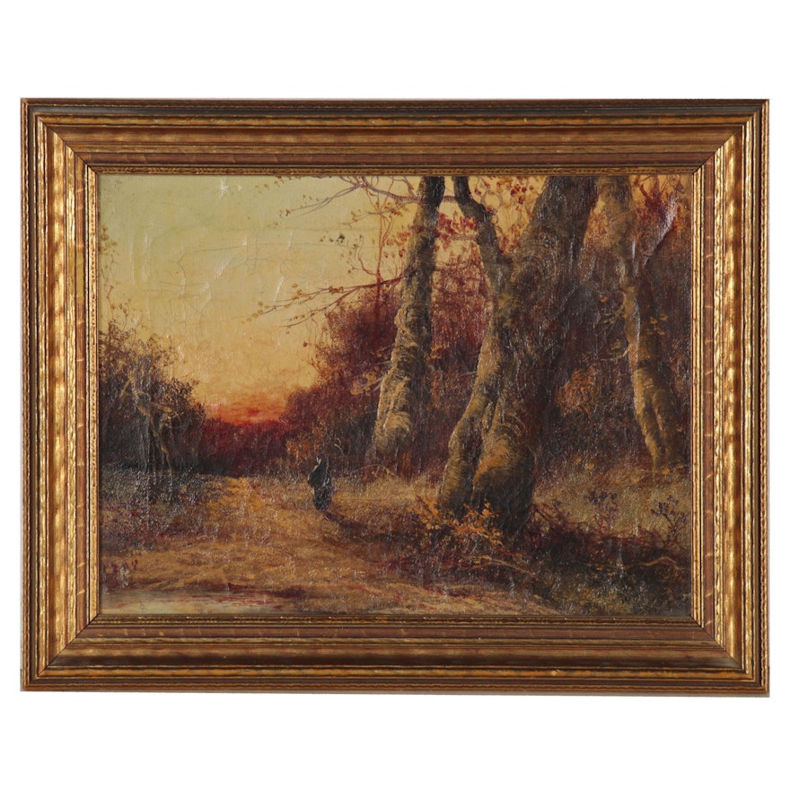 Autumn Landscape Oil Painting, 20th Century