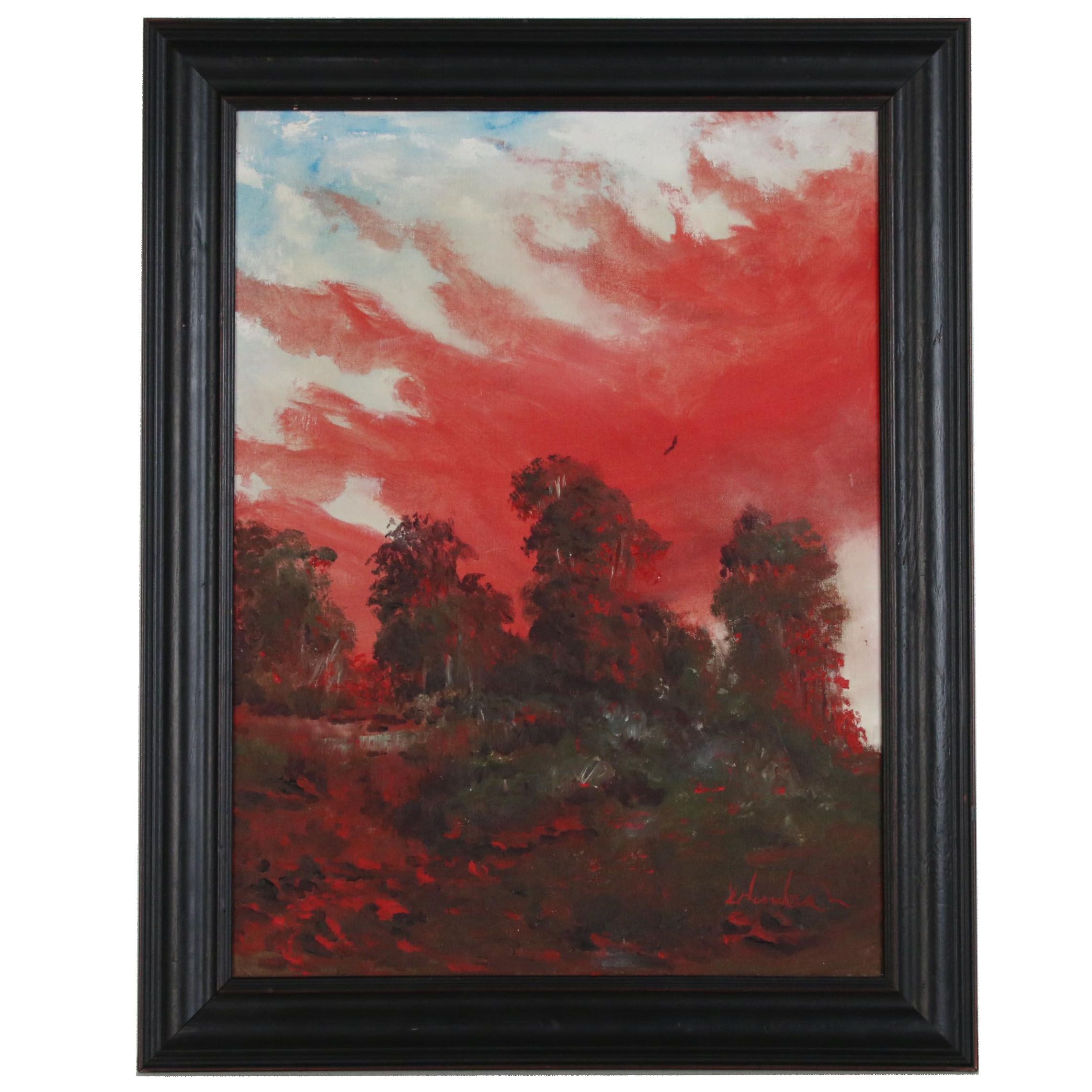 Joe Splendora Landscape Oil Painting, Late 20th Century