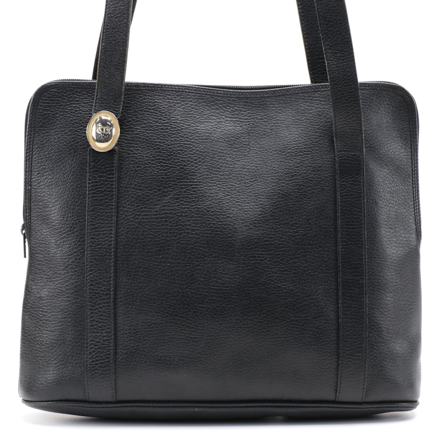 Christian Dior Grained Leather Tote Bag in Black