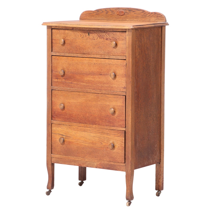 Late Victorian Oak Four-Drawer Chest, Late 19th/Early 20th Century