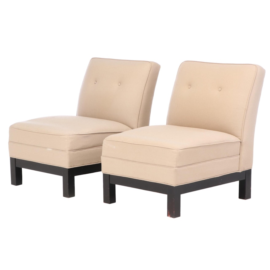 Pair of Contemporary Button Tufted Slipper Chairs